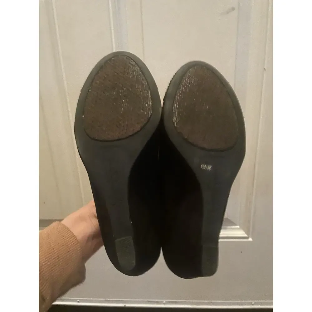 Jessica‎ Simpson Black Suede Wedge Heels 6